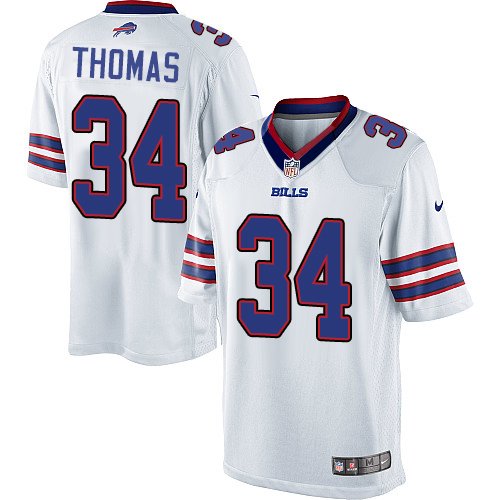 Men's Limited Thurman Thomas Nike Jersey White Road - #34 NFL Buffalo Bills